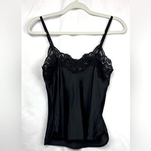 Wonder Maid Vintage Cami Fine Lingerie Black Lace Trim Woman's M Style 6430